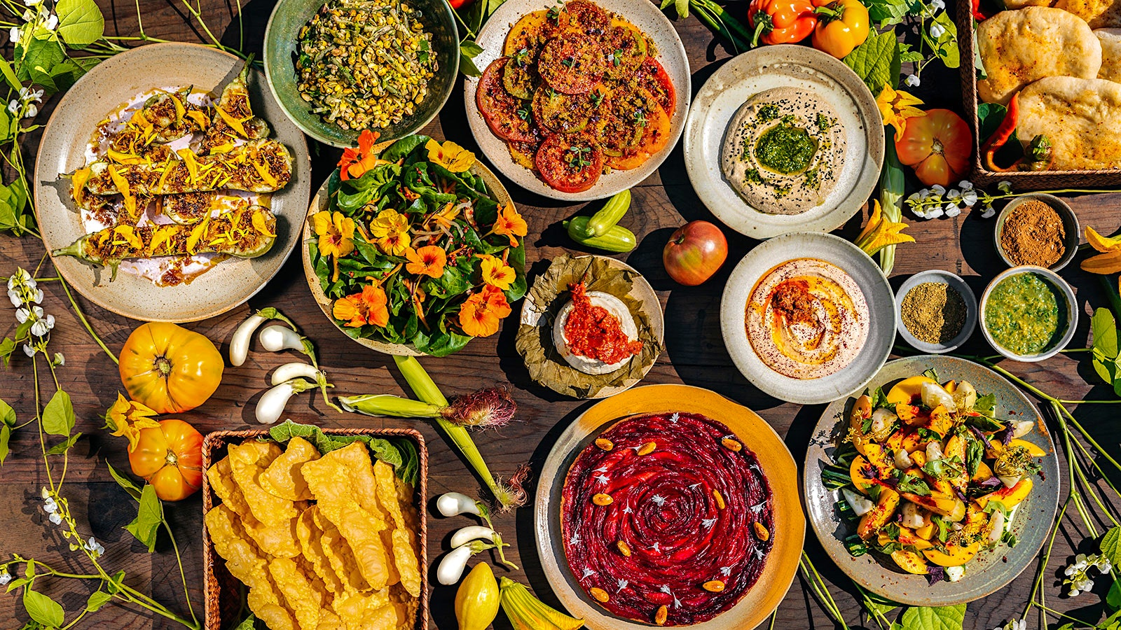 Tomatoes, spreads and other foods at Little Saint